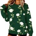 thumbnail image 1 of Craaazy Women's Valentines Rose Printed Oversized Crewneck Long Sleeve T-shirts Gifts, 1 of 7