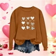 thumbnail image 1 of Craaazy Women's Valentines Round Neck Shirts Love Heart Printed Long Sleeve Tops, 1 of 5