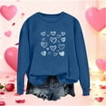 thumbnail image 1 of Craaazy Women's Valentines Round Neck Shirts Love Heart Printed Long Sleeve Tops, 1 of 5