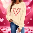 thumbnail image 1 of Craaazy Women's Valentines Shirts Round Neck Love Hearted Printed Long Sleeved Tops Gifts, 1 of 8