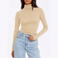 thumbnail image 1 of Craaazy Women's Warm Solid Color Turtleneck Long Sleeve Base Layer Cozy Tops Gifts, 1 of 7