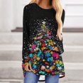 thumbnail image 1 of Craaazy Womens Christmas Shirts Funny Xmas Santa Cute Christmas Tree With Lights Printing Tops Gifts For Women, 1 of 5