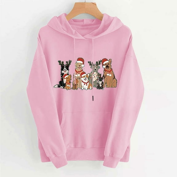 Craaazy Womens Hoodies Christmas Print Long Sleeve Womens Shirts Xmas Womens Tops with Pockets Gifts for Women