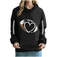 thumbnail image 1 of Craaazy Womens Hoodies Rugby Printed Pocket Long Sleeve Hooded SweatShirts Drawstring Tops Gifts For Women, 1 of 3