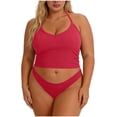 thumbnail image 1 of Craaazy Womens Plus Size Sports Tops Solid Color Racerback Ribbed Sleeveless Built-in Bra Crop Tank Tops for Workout Gift, 1 of 6