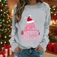 thumbnail image 1 of Craaazy Womens Shirts Christmas Fashion Casual Christmas Hat Printed Round Neck Loose Long Sleeve Capless Sweatshirt Top Gifts For Women, 1 of 4