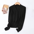 thumbnail image 1 of Craaazy Womens Shirts Solid Color Long Sleeve Stand-up Collar Blouses V-Neck Business Casual Tops Gifts For Women, 1 of 3