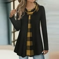 thumbnail image 1 of Craaazy Womens Shirts Solid Color Plaid Shirts Cowl Neck Long Sleeve Buttons Tunic Tops Gifts For Women, 1 of 3