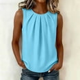 thumbnail image 1 of Craaazy Womens Sleeveless Crew Neck Tank Tops Pleated Design Solid Color Loose Fit Casual Summer Tops for Work and Business Wear, 1 of 7