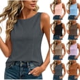 thumbnail image 1 of Craaazy Womens Sleeveless Shirts Oversized Fit Solid Color Crew Neck Casual Linen Tops Breathable Cotton Blend for Spring Summer Daily Wear, 1 of 10
