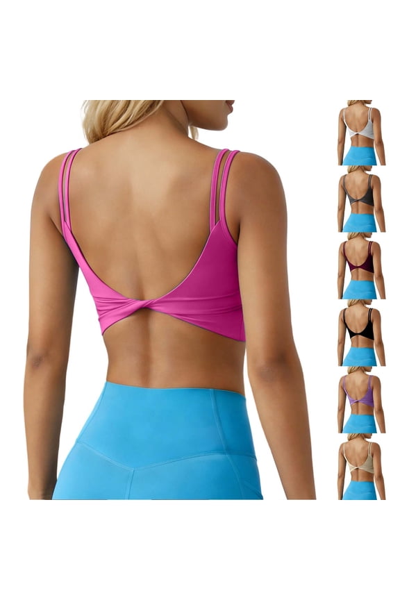 Womens Sleeveless Tops Slim Fit Solid Color U Neck Crisscross Strap Twist Back Yoga Sports Blouses for Gym & Casual Wear