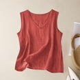 thumbnail image 1 of Craaazy Womens Solid Color Linen-Like Tank Top Round Neck Sleeveless Side Slit Casual Blouse for Summer Gifts, 1 of 4