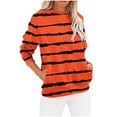 thumbnail image 1 of Craaazy Womens Sweatshirt Crew Neck Striped Color Block T-shirt Long Sleeve Pocket Pullover Gifts, 1 of 4