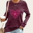 thumbnail image 1 of Craaazy Womens T Shirts Breast Cancer Shirt Casual Loose Crewneck Long Sleeve Pullover Pink Ribbon Awareness Comfy Tops Gifts, 1 of 4