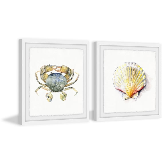 Crab And Sea Shell Diptych, Art Prints, 36.00" x 1.50"