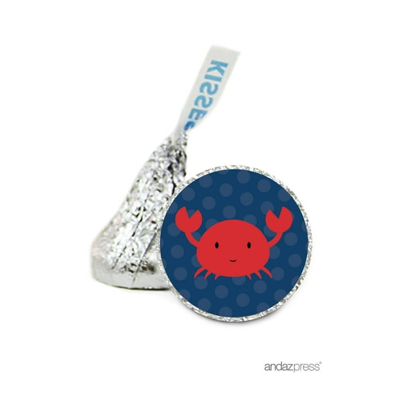 Crab Animals & Shapes Hersheys Kisses Baby Shower Stickers, 216-Pack