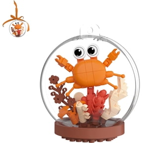 Crab Ball Cute Sea Creature Marine Life Building Blocks Toy | DIY miniature micro bricks kit for home desktop decor. Creative marine creature model display for kids and adults.