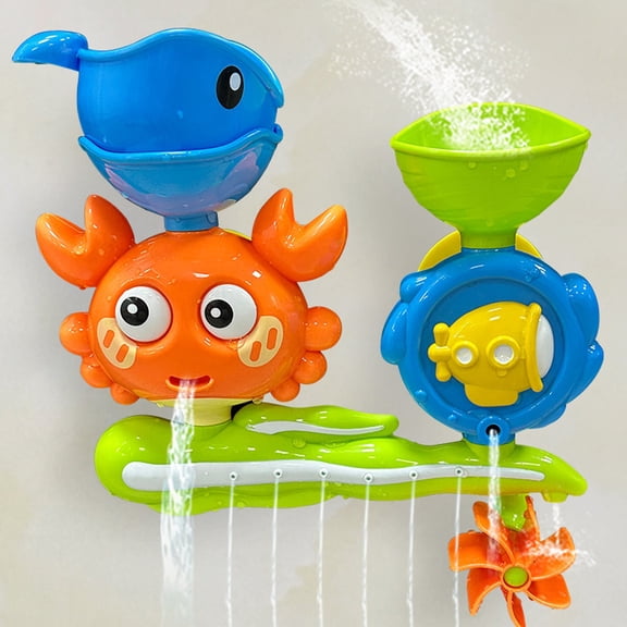 Crab Bath Water Wheel Shower Toy,Rotating Eyes Spray Water Bath Toys,Multi Accessory Water Play Toys,Strong Suction Cup Fixed Design Toys,Safe Rounded Edge Toys,Interactive Bathroom Toys
