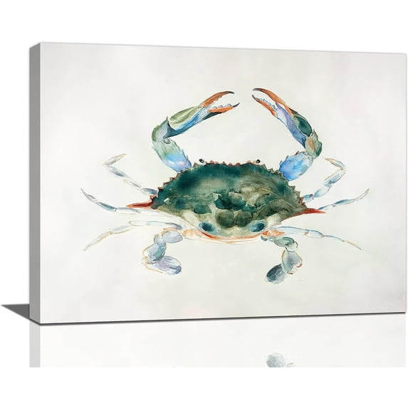 Crab Bathroom Decor Wall Art Ocean Crab Pictures Canvas Paintings Ocean Bathroom Wall Decor Canvas Prints Painting Crab Decorations Framed Artwork for Bathroom Living Room Bedroom 16"x12"