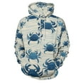 Crab Blue Regular Fit Hoodie, Sporty Pullover Hooded Sweatshirt for Men