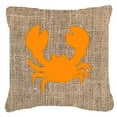thumbnail image 1 of Crab Burlap and Orange Indoor & Outdoor Decorative Fabric Pillow - 18 x 18 in., 1 of 1