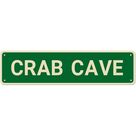 Crab Cave Sign, Crab Sign Crab Decor Crab Lover Gift, Wall Decor For HomeMan CaveOfficeFarmhouseBedroomBarPub, Quality Metal Tin Signs 16X4 Inch