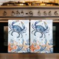 thumbnail image 1 of Crab Coastal Kitchen Towels Set of 4, Summer Beach Blue Ombre Coral Starfish Absorbent Dish Towels for Kitchen, Microfiber Hand Towel, Quick Drying Tea Towel for Cleaning Decorative Dishcloths, 1 of 7