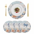 thumbnail image 1 of Crab Coastal Round 13 Inch Placemats Set of 4, Summer Beach Coral Starfish Blue Grey HeatResistant Non Slip Place Mats for Dining Table, Wipeable Braided Kitchen Table Mats for Housewarming, 1 of 9