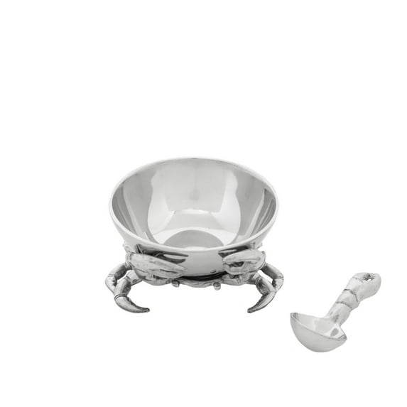 Crab Condiment Serving 3 Piece Set Polished Aluminum 7 Inch