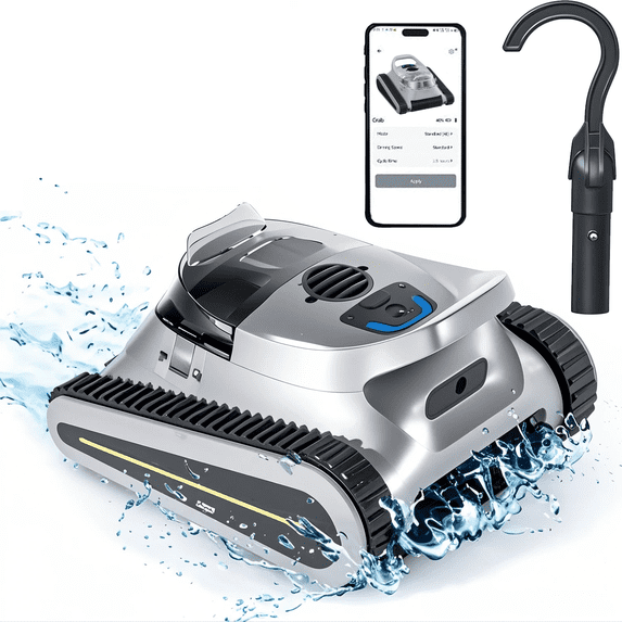 ZAMSLVRH Cordless Crab-Style Robotic Pool Vacuum Cleaner - 45000Pa Suction, Wall Climbing & Waterline Cleaning, Smart 3D Navigation for In/Above-Ground Pools Up to 2150 Sq.ft
