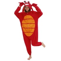 Crab Costume Adult Red Crab Onesie, Fun Adult Halloween Costume Comfy Wear Adult Polar Fleece Sleepwear Homewear