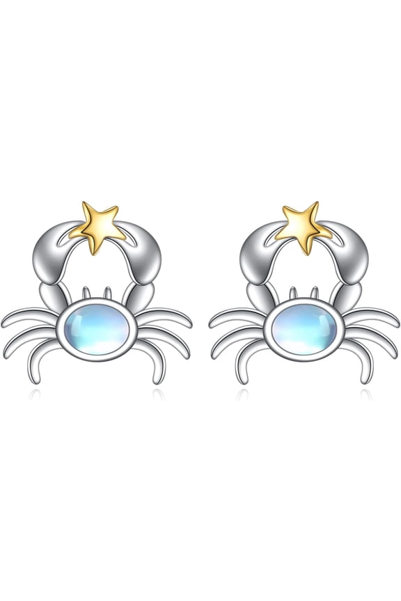 Crab Earrings 925 Sterling Silver Crab Moonstone Starfish Earrings Ocean Beach Jewelry Gifts for Women