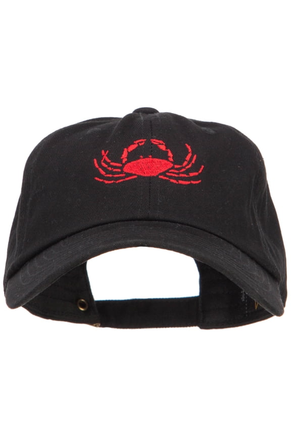 Crab Embroidered Unconstructed Cap - Black OSFM
