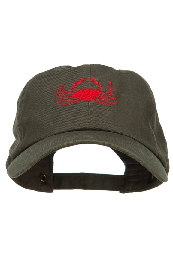 Crab Embroidered Unconstructed Cap - Olive OSFM