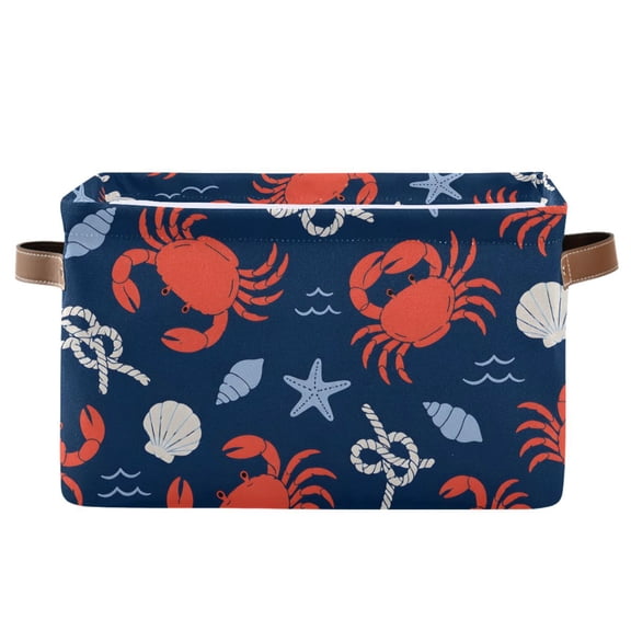 Crab Foldable Storage Large Fabric Storage Baskets Organizer Storage Bins with Handles for Home Office