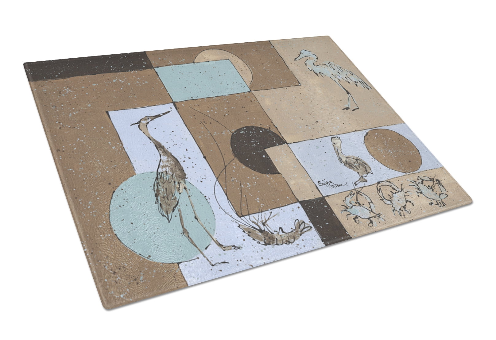 Crab Glass Cutting Board Large