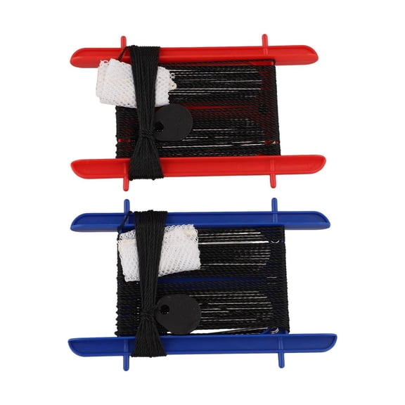 Crab Hand Line Set with 13M Rope and Bait Bag, Hook For Crabbing Solution Including Counterweight for Fast Sinking, 2 Pieces Nylon Lines for Beach or Pier Fishing (red+blue)