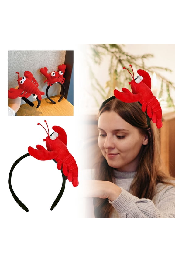Barrettes Crab Headband Lobster Headband Red Party Headwear for Women Hair Sea Animal Accessory