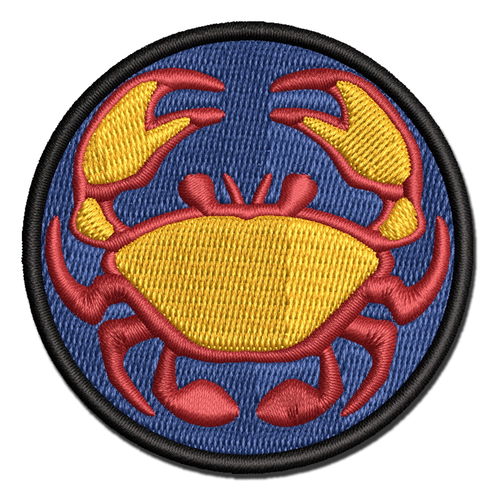 Crab Icon Applique Multi-Color Embroidered Hook & Loop Patch - 3.5 Inch Large