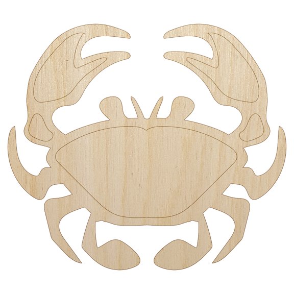 Crab Icon Wood Shape Unfinished Piece Cutout Craft DIY Projects - 4.70 Inch Size - 1/8 Inch Thick
