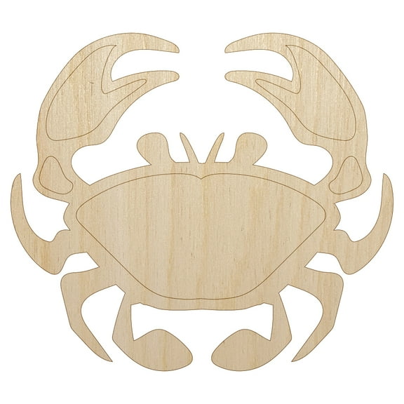 Crab Icon Wood Shape Unfinished Piece Cutout Craft DIY Projects - 6.25 Inch Size - 1/8 Inch Thick