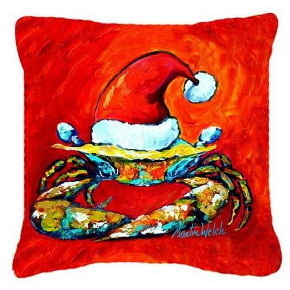 Crab In Santa Hat Santa Claws Canvas Fabric Decorative Pillow
