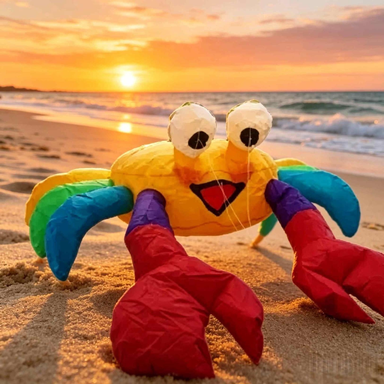 Crab Inflatable Kite For Outdoor,Multicolor Ground Crab Kite Jumping with The Wind,3D Ground Crab Ornament For Beach,Patio,Lawn,Summer Decoration For Seaside Ornament