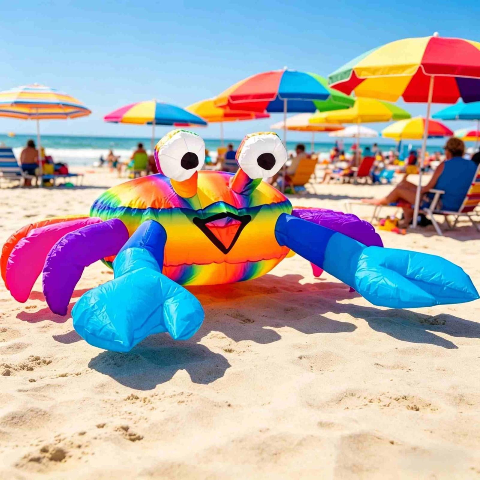 Crab Inflatable Kite For Outdoor,Multicolor Ground Crab Kite Jumping with The Wind,3D Ground Crab Ornament For Beach,Patio,Lawn,Summer Decoration For Seaside Ornament