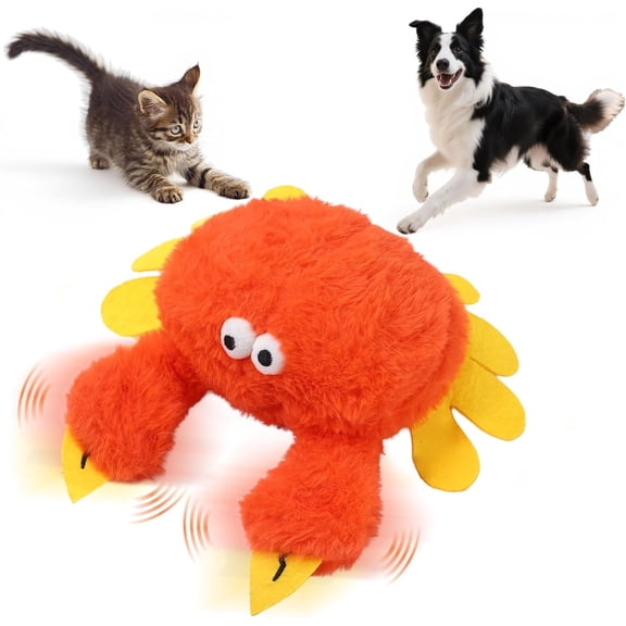 Crab   - Interactive Squeaky Plush   for Small & Medium Dogs, Tap-to-Activate Wiggle Pinchers & Rechargeable Motion , Durable Boredom    to Keep Dogs Busy