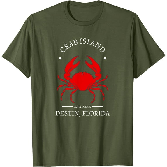 Crab Island Destin Florida Sandbar Souvenir Softstyle Unisex T-Shirt,Military Green Color,Size 3XL