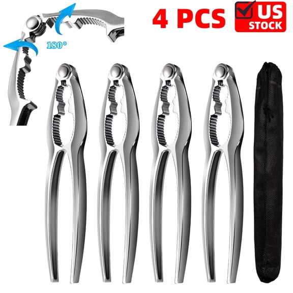 Crab Leg Crackers and Tools - Shellfish Crab Claw Cracker Seafood Lobster Crackers and Tools, 4 Pack Nut Crackers for Crab Legs