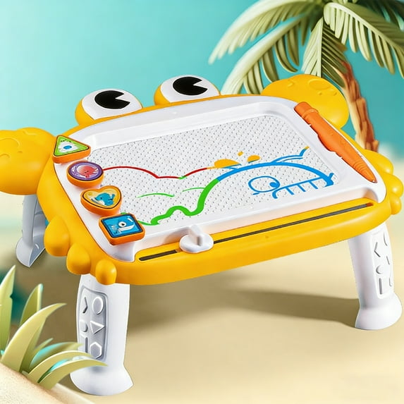 Crab Magnetic Drawing Board Toy for Kids - Reusable Color Graffiti Sketchpad, Early Learning Toddler Toys Birthday Gift for Boys Girls 2 3 4 5 6 Years Old,Yellow