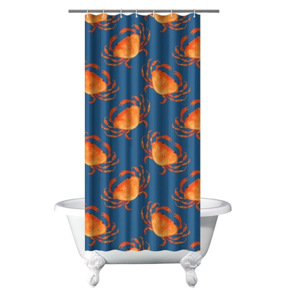 Crab Marine Shower Curtain - Tropical Ocean Theme Water Resistant Fabric, Washable Reusable Bathroom Decor with Sea Life Patterns,36x72in