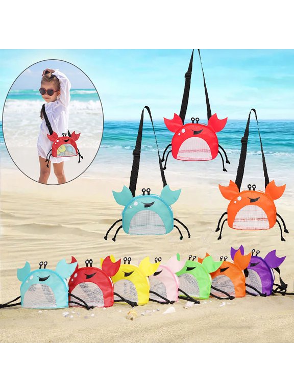 Crab Mesh Bags with Zipper, Shell Bag for Sand Toys Mesh Bag for Toys, Beach Must Haves for Kids Beach